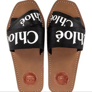 Chloe Woody Black Slides - Authentic